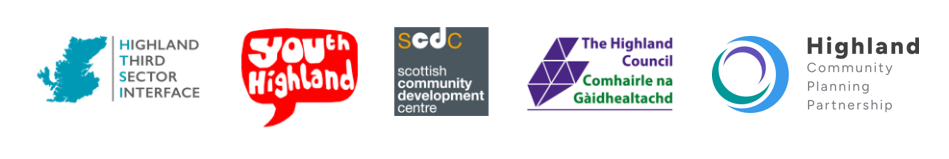 Youth Highland, Highland TSI, SCDC and Highland Council logos